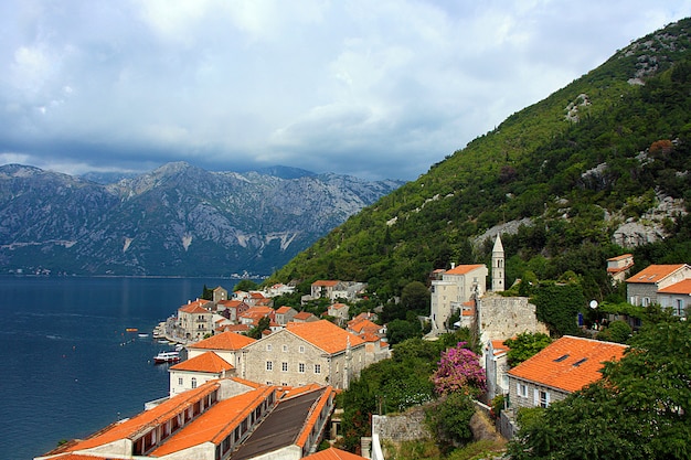 Kotor bay and Old Town picturesque scenery in summer. Montenegro.