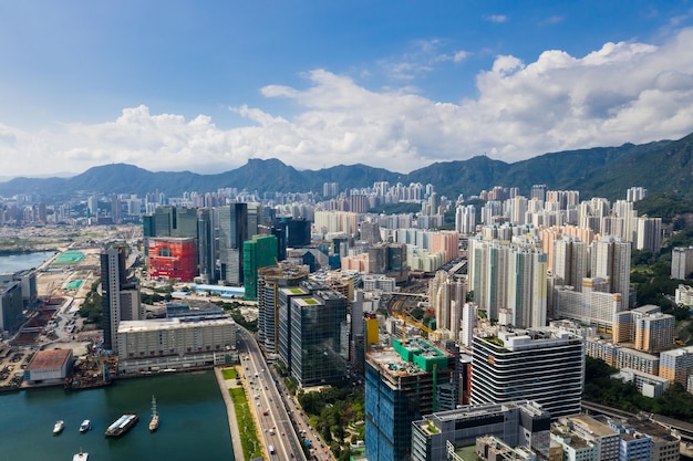 Kowloon Bay, Hong Kong 03 September 2018:- Top view of Hong Kong urban city