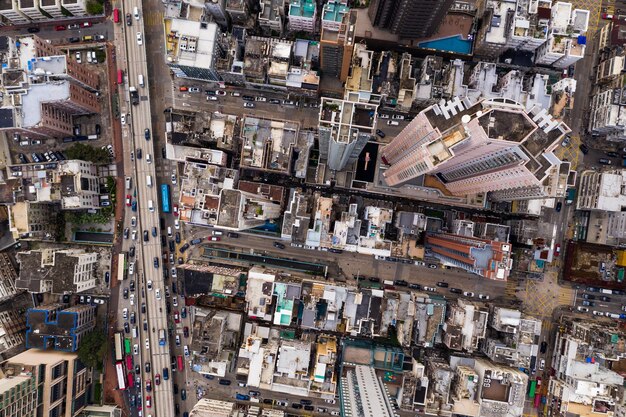 Kowloon city, Hong Kong 24 September 2018:- Top view of Hong Kong city