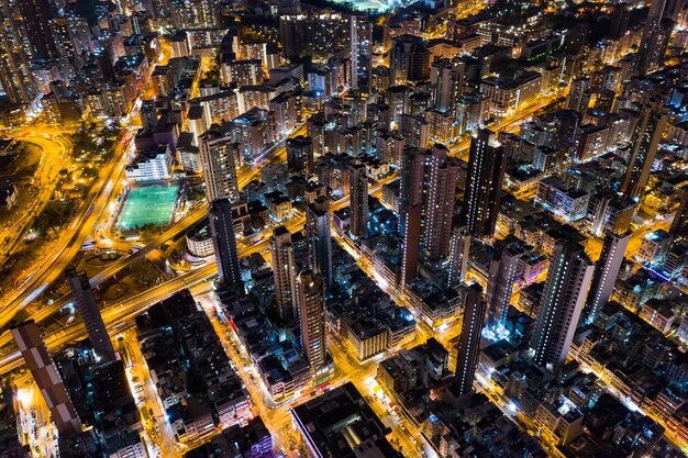 Kowloon city, Hong Kong 24 September 2018:- Top view of Hong Kong urban city in Kowloon district