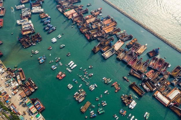 Kowloon West, Hong Kong, 14 September 2018:- Typhoon shelter in Hong Kong city