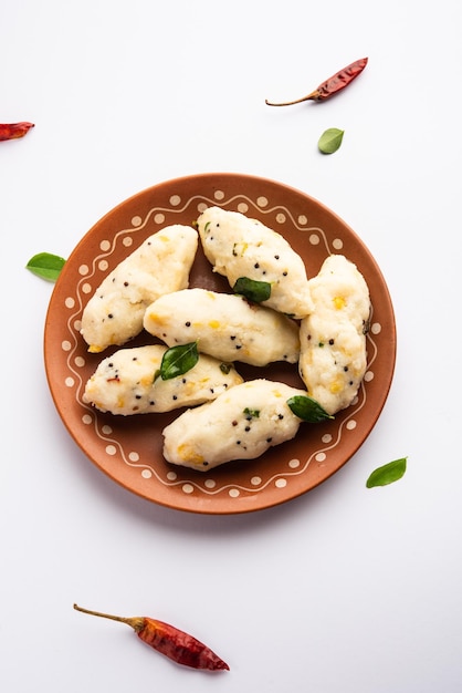 Kozhukatta Pidi is a steamed snack food from kerala rice flour with finger impressions