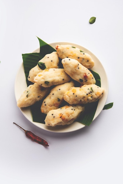 Kozhukatta Pidi is a steamed snack food from kerala rice flour with finger impressions