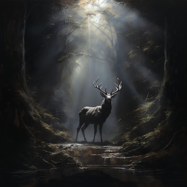 kozma_a_stag_in_a_dark_forest_in_the_style