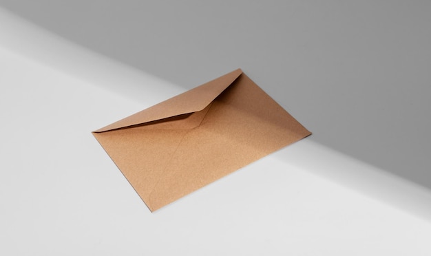 Kraft brown envelope paper letter light and shadow