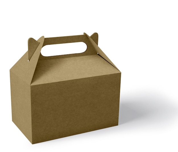 Kraft paper box on white background