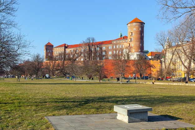 Krakow Poland 14 March 2022 Wawel castle famous landmark in Krakow