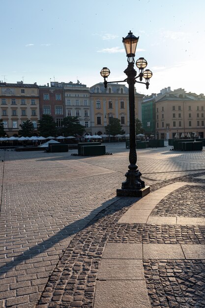 Krakow, Poland - 27 Jul, 2013: Beautiful architecture of old Krakow. City square in Krakow