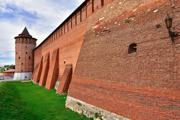 Kremlin in Kolomna, red fortress, brickwork of an ancient fortification