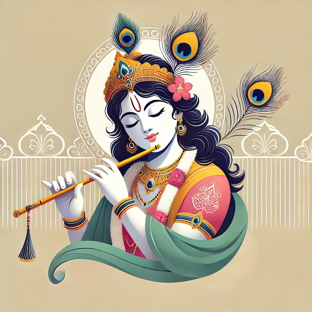 Photo krishna celebrating janmashtami