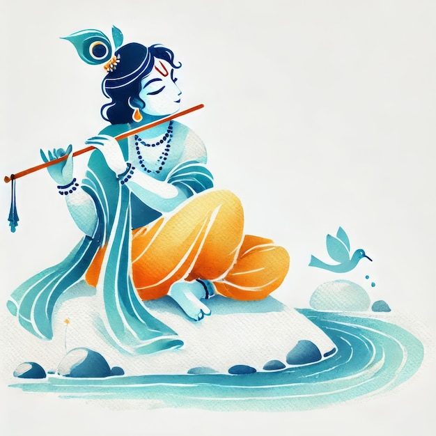 Photo krishna janmashtami festival of india krishna playing flute