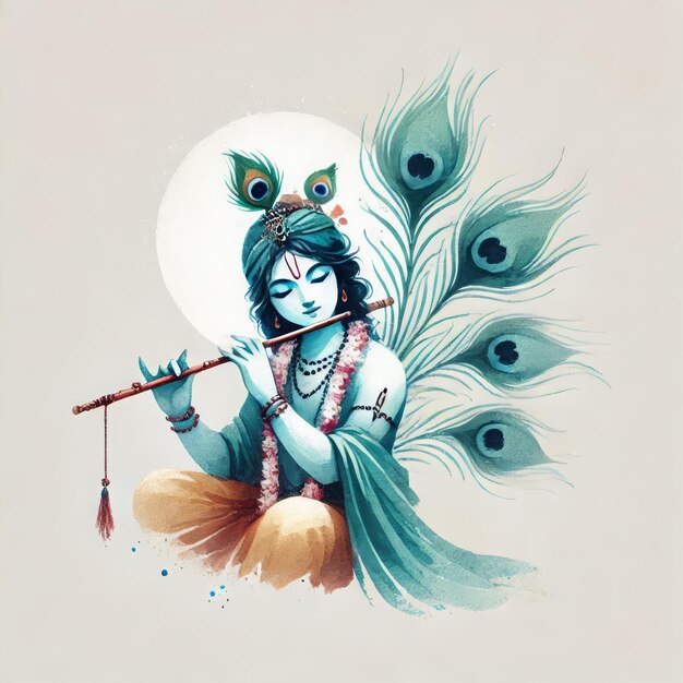 Photo krishna janmashtami festival of india krishna playing flute