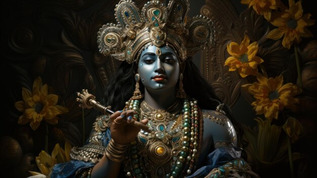 Krishna with flute deity in Hinduism