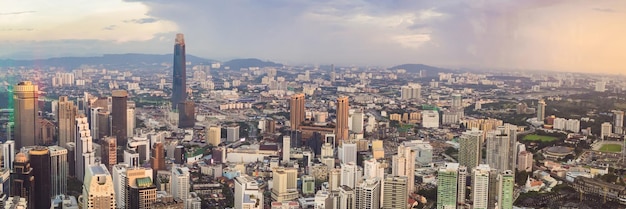 Kuala lumpur cityscape panoramic view of kuala lumpur city skyline evening at sunset viewing