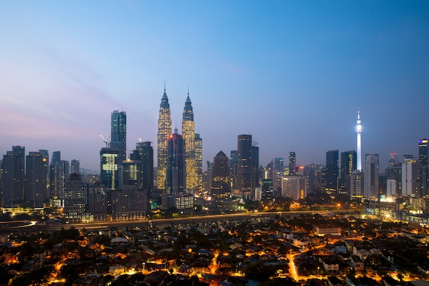 Kuala lumpur cityscape. Panoramic view of Kuala Lumpur city skyline during sunrise