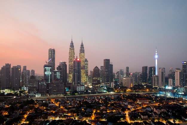 Kuala lumpur cityscape. Panoramic view of Kuala Lumpur city skyline during sunrise