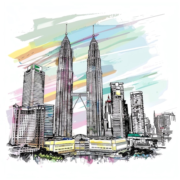 Kuala Lumpur landscape sketch