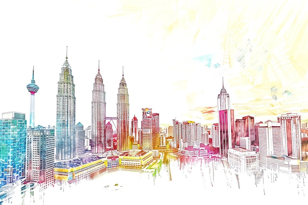 Kuala Lumpur landscape sketch