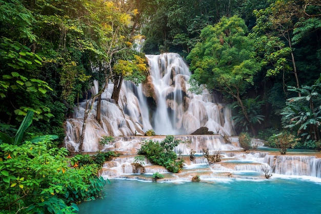 Photo kuang si waterfall in luang prabang laos