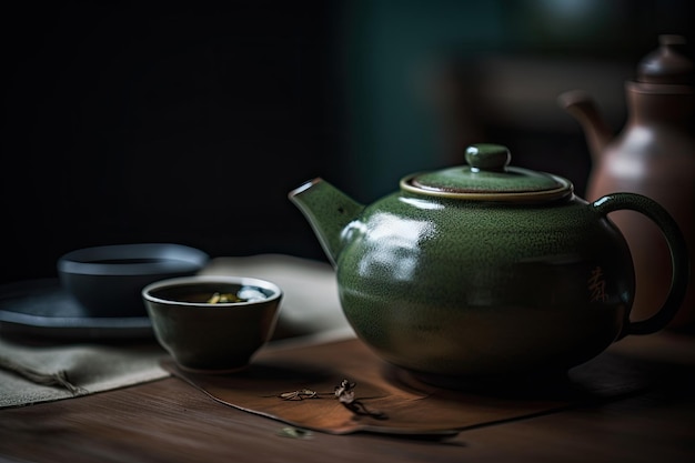 Kung fu tea for Chinese tea ceremony tea ceremony on dark background