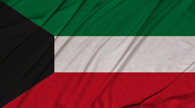 Kuwait realistic 3d textured waving flag