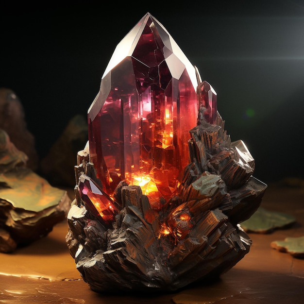 kuxury red fantasy crystal with dark background