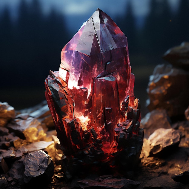 kuxury red fantasy crystal with dark background