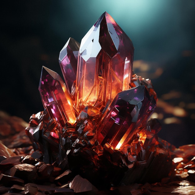 kuxury red fantasy crystal with dark background