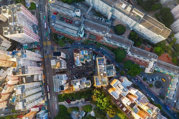 Kwun Tong, Hong Kong 06 September 2019: Hong Kong city from top side