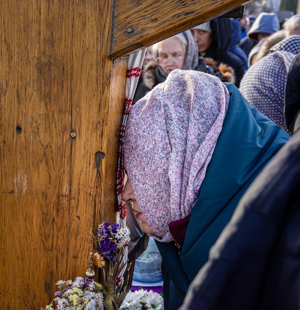 KYIV, UKRAINE - Nov. 24, 2021: Several hundred people protest against coronavirus restrictions and mandatory vaccinations.