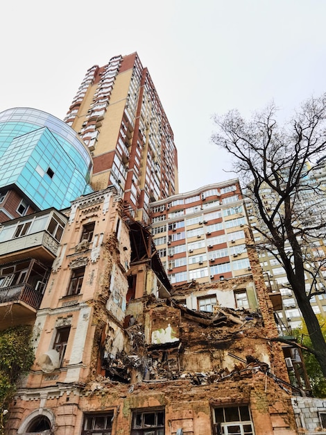 KYIV UKRAINE October 22 2022 Civilian house after a drone attack on buildings in Kyiv