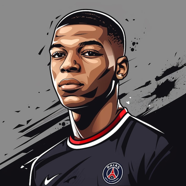 Photo kylian mbappe cartoon graphic icon illustration