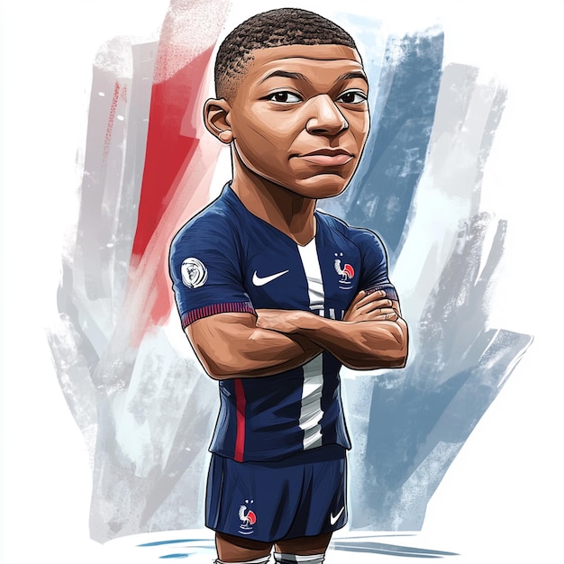 Photo kylian mbappe cartoon illustration