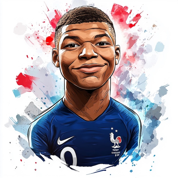 Kylian Mbappe cartoon illustration