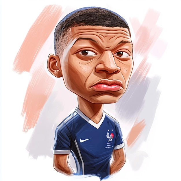 Photo kylian mbappe cartoon illustration