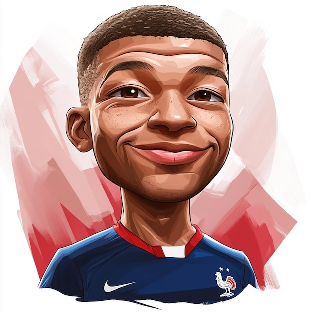 Kylian Mbappe cartoon illustration