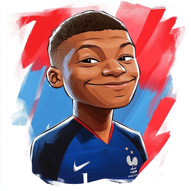 Kylian Mbappe cartoon illustration