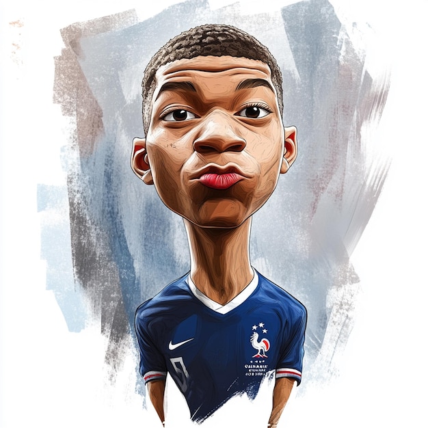 Kylian Mbappe cartoon illustration