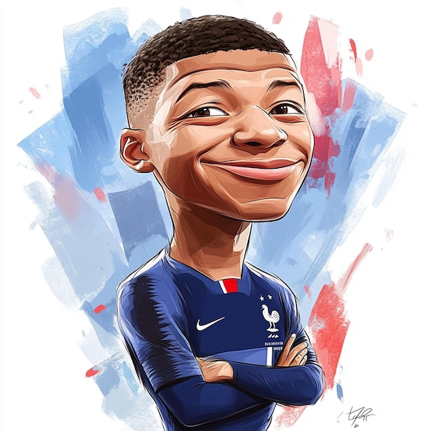 Photo kylian mbappe cartoon illustration