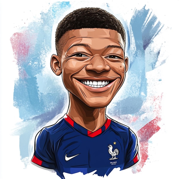 Kylian Mbappe cartoon illustration