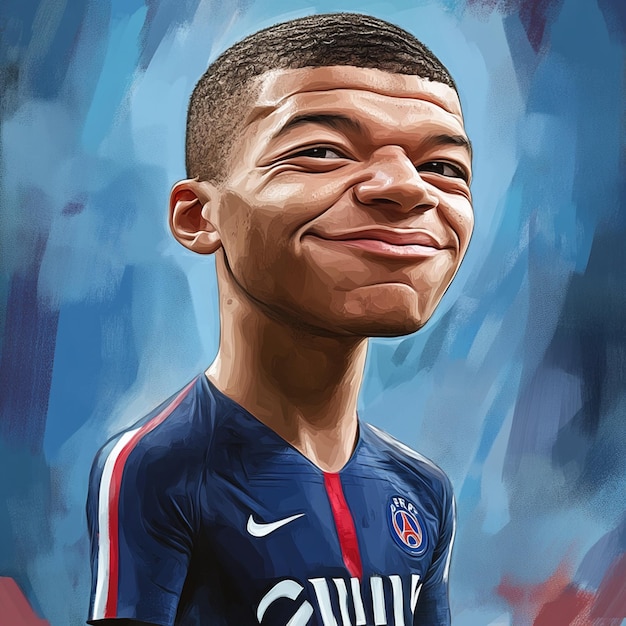 Photo kylian mbappe cartoon illustration