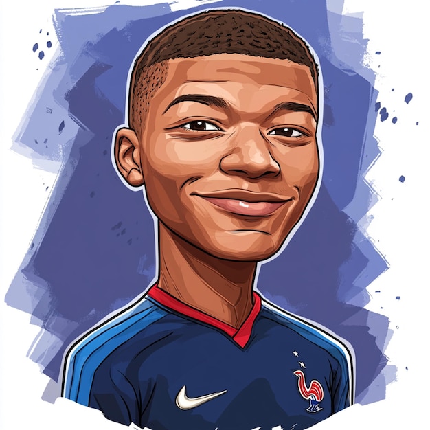 Kylian Mbappe cartoon illustration