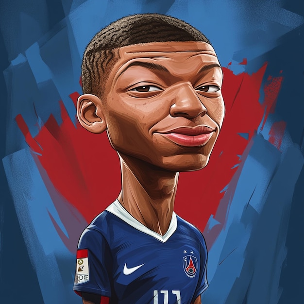 Photo kylian mbappe cartoon illustration