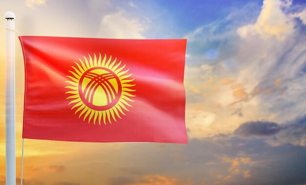 kyrgyzstan country flag, isolated 3d waving flag,