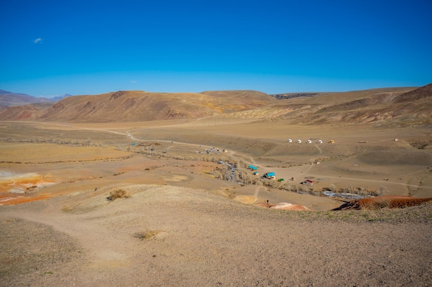 Kyzylchin valley or mars valley with mountain background in altai siberia russia