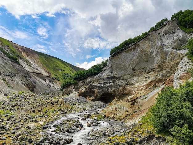 The KyzylKol River surrounded by the Caucasus Mountains near Elbrus Jilysu Russia