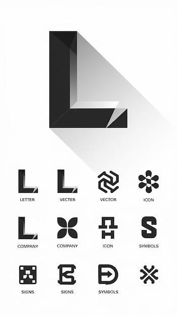 Photo l letter vector company icon signs flat symbols logo set