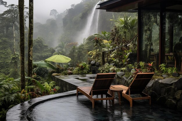 Photo la fortuna oasis costa rican waterfall at a luxury resort