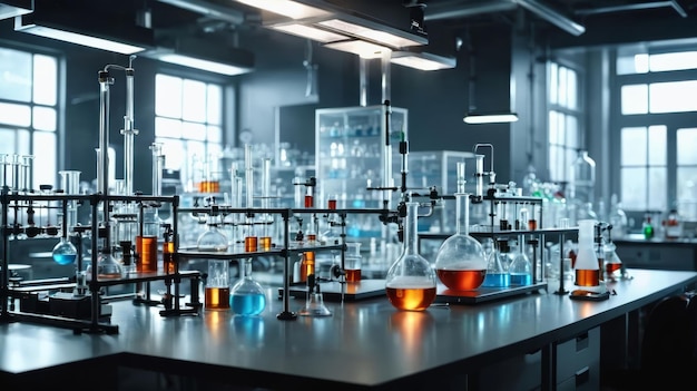 Lab Filled With Test Tubes of Liquid