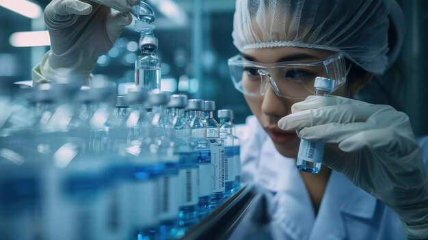 a lab scientist pharmacist using sanitary gloves